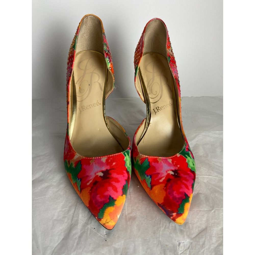 J. Renee Darlene Floral Rhinestone Embellished Pointed Toe Heels Pumps Size 8M